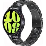 Miimall Resin Strap for Samsung Galaxy Watch 7 FE 6 5 4 40mm 44mm/6 Classic 43mm 47mm/5 Pro 45mm/4 Classic, 20mm Lightweight Band with Stainless Steel Buckle Wristband for Galaxy Watch 7(Black Flower)