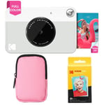 KODAK Printomatic Pack de démarrage pour Appareil Photo à Impression instantanée Couleur + étui Souple + Lot de 20 papiers Photo Zink - Photos colorées sur Papier Autocollant 2 x 3 Pouces - Gris