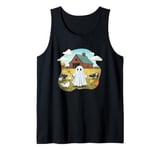 Funny Ghost Farmer Halloween Barnyard Farm Animal Cute Ghost Tank Top