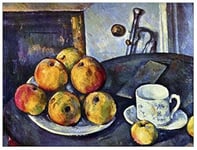 ArtPlaza Cezanne Paul - Still Life with a Bottle and Apple cart Panneau Décoratif, Bois, Multicolore, 80 x 1.8 x 60 cmAS92166