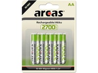 Arcas 177 27406, Rechargeable Battery, Aa, Nickel-Metal Hydride (Nimh), 1.2 V, 4 Pc(S), 2700 Mah