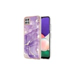 Samsung Galaxy A22 5G violetti marmori suojakuori
