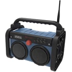 DAB85BL Stereo DAB+/FM bygg/trädgårds-radio med Bluetooth, LED-belysning & Li-Ion batteri