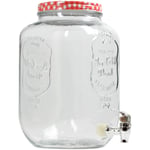 8 Litre Large Barrel Clear Glass Jar Cocktail Beverage Drinks Dispenser Red