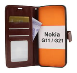 Crazy Horse Wallet Nokia G11 / G21 (Brun)