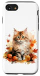 Coque pour iPhone SE (2020) / 7 / 8 Cute Fall Cat With Autumn Pumpkins For Girls And Cat Grandma