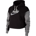 Nike W NSW VRSTY Hoodie FT Sweat-Shirt Femme, Black/Smoke Grey/(sail), FR : M (Taille Fabricant : M)