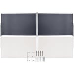 Double Store latéral Brise Vue rétractable Paravent extérieur pour Balcon terrasse et Jardin avec Gris 160x600cm - Hengda