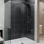 Thermostatic Waterfall Shower Tower Body Jets & Handset Black Chrome Finish