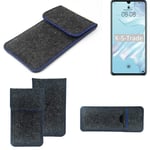 Felt Case for Huawei P30 Lite dark gray blue edge Cover bag Pouch