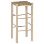 Tabouret De BAR H 70 CM en Bois de Peinture Avec Siège En Paille Carré