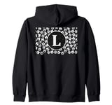 initial name monogram white letter L soccer football player Zip Hoodie