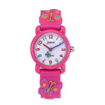 Enfants 3d Silicone Cartoon Butterfly Watch Waterproof Quartz Girls Watch Rose