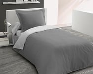 HOME LINGE PASSION LA PASSION DU LINGE SINCE 1991 Duvet Cover Set Dove Grey and Charcoal Grey Cotton 57 Thread Count 140 x 200 cm