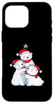 Coque pour iPhone 16 Pro Max Arbre de Noël ours polaire pour filles et garçons Père Noël amusant