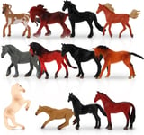 Lot De 12 Figurines De Cheval Réalistes En Plastique Détaillées De 2,5 À 7,6 Cm - Figurines De Poney - Décoration De Gâteaux - Cadeau De Noël Ou D'anniversaire - Jouet Éducatif Pour Garçons Et