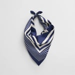 Monogram Border Silk Scarf - Evening Blue