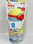 Nuby Super Straw Water Bottle No Spill Active Toddler Sippy Cup 360ml Sunshine