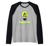 Innovate For Green Eco Lightbulb Art Environmental Raglan Baseball Tee