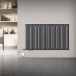 Radiateur électrique anthracite 1020x600mm double couche elément chauffant 300W