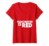 Womens Manchester Is Red T Shirt, United Supporter Essentials Tee V-Neck T-Shirt