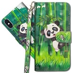 MRSTER iPhone XS Max Étui à Rabat 3D Désign Portefeuille Housse [Magnétique] [Fonction Stand] [Porte Carte] PU Cuir Protection Coque pour Apple iPhone XS Max 2018. YX 3D - Panda Bamboo