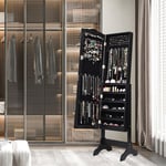 Design In - Armoire à Bijoux sur Pied, 2 Organiseurs Cosmétiques Amovibles, Rangement Compartimenté, Noir CW56468