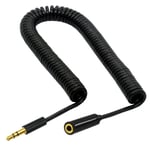 3.5mm 3 Pole Male to 3.5mm Female Coiled Stereo Aux Audio Extension Cable - 3m