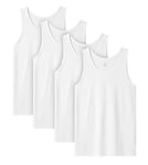 LAPASA Lot de 4 Débardeurs Homme Maillots de Corps 100% Coton T-Shirts sans Manches Sport Gym Léger M36 Blanc 3XL