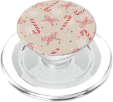 Coquette de Noël en forme de canne à sucre d'orge beige neutre PopSockets PopGrip pour MagSafe