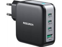 Rocoren Power Charger 3X Usb-C, 1X Usb, Power Delivery 3.0, Gan, 100W (Black)