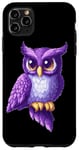 Coque pour iPhone 11 Pro Max Hibou violet pixel : une chouette rétro amusante pour les enfants filles garçons