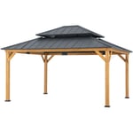 Gazebo en cèdre trivor en anthracite - 390cm x 450cm