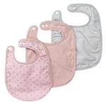 roba Set de 3 Bavoirs Naissance Bébé en Coton Bio "Lil Planet" Ajustable - 23 x 30 cm - Certifié Gots - Bouton-Pression - Rose/Mauve