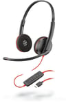 POLY Blackwire 3225 Casque Avec fil Arceau Bureau/Centre d'appels USB Type-A Noir, Rouge - Neuf