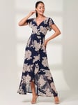 Jolie Moi Giselle Floral Ruffle Maxi Dress, Navy