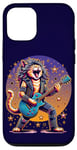 Coque pour iPhone 12/12 Pro Drôle Chat Rockstar Guitare Joueur Cheveux Métal Glam Rock Band