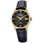 Festina Montre pour Femme F20011/4 Swiss Made Boîtier en Acier Inoxydable Doré Bracelet en Cuir Noir