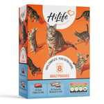 HiLife Adult Wet Cat Food, Mixed Tuna in Jelly Recipes, Complete Cat Food Pouches, 100% Natural & Grain Free, Tuna Flakes / Tuna with Mackeral (8 x 70g Pouches)