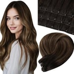 LaaVoo Extension Cheveux Humain Tissage Micro Loop Cheveux Humain Tissage Balayage Marron Le Plus Foncé Ombre a Brun Clair Extension Cheveux Humain Tissage Cheveux Lisse 55cm/50g #2/8/2