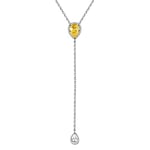 Silvora Collier Femme Argent 925 Zirconium Goutte d'eau Pendentif Zircon Longue Sein Grimpeur Topaze Orange Jaune Pierre Chaine Fine Rolo 40cm novembre Bijou Cadeau Maman Copine Petite Amie BFF