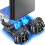 Support Ps4 Avec Ventilateur De Refroidissement Ps4 Pour Playstation 4/Ps4 Slim/Ps4 Pro, Ps4 Pro Support Vertical Avec Station D'accueil Pour Manette Ps4 Et 12 Emplacements De Jeu