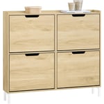 Sobuy - FSR100-N Meuble Chaussure, Rangement Chaussure, Meuble d'Entrée, Armoire à Chaussures, Meuble de Rangement, Commode à 4 Abattants, Coffre