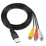 Câble USB vers RCA mâle USB A 2.0 vers 3 RCA mâles jack vidéo AV composite capture carte de capture câble adaptateur répartiteur pour TV/PC-1,5 m (USB mâle vers 3RCA femelle)