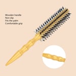 Round Hair Brush Nylon Hair For Blow Drying Straightening Curling Wood Handle