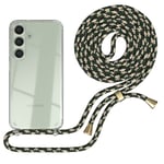 For Samsung Galaxy S24 Phone Case with Shoulder Strap Chain Green Camouflage