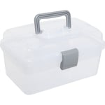 Clear Gray Multipurpose Portable Storage Box - Plastic Sewing Box, Tool Box, First Aid Kit And Supplies Organizer Case With Handle And Removable