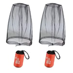 2 Pcs Midge Head Net with Storage Bag Face Mesh Nylon Mosquito Net... 