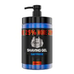 The Shave Factory Gel à raser 1250 ml avec 25% plus gratuit – Effet hydratant Fresh Active – Produit pour les barbiers professionnels et les amateurs de rasage traditionnels