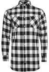 Urban Classics Men's Side-Zip Long Checked Flanell Shirt Casual, Multicoloured (Blk/wht 00050), S